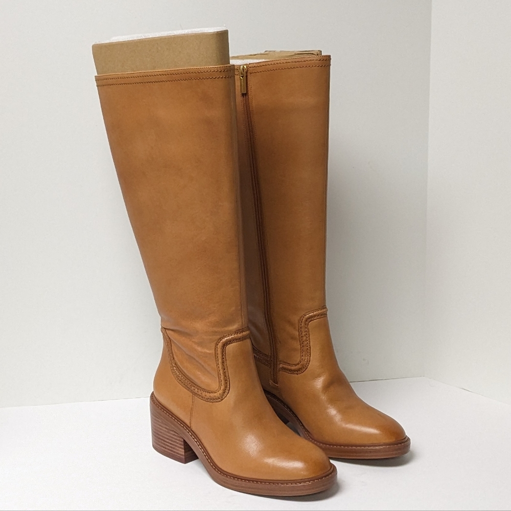 Vince Camuto Vulianne Knee High Boots, Walnut Leather, Women's 8 M (Wide Calf)